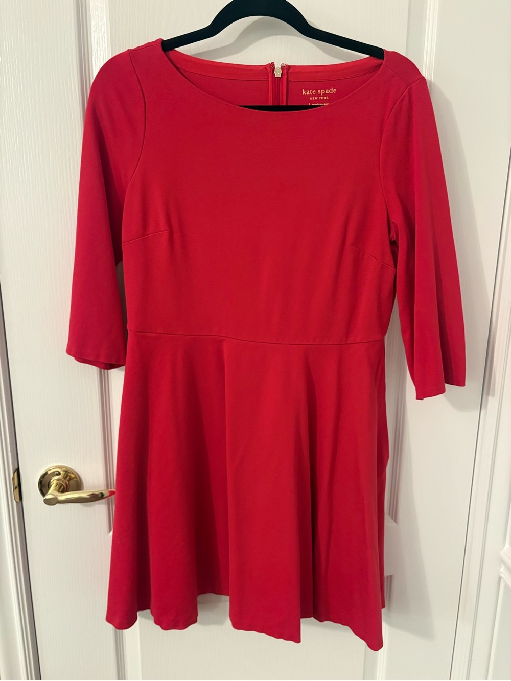 Kate Spade red 3/4-length sleeve a-line mini dress size L